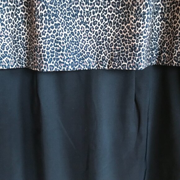 AGB Dress Leopard Print Blouson Dress: Vintage 70s Black White, Women's Size 12 - Picture 6 of 8